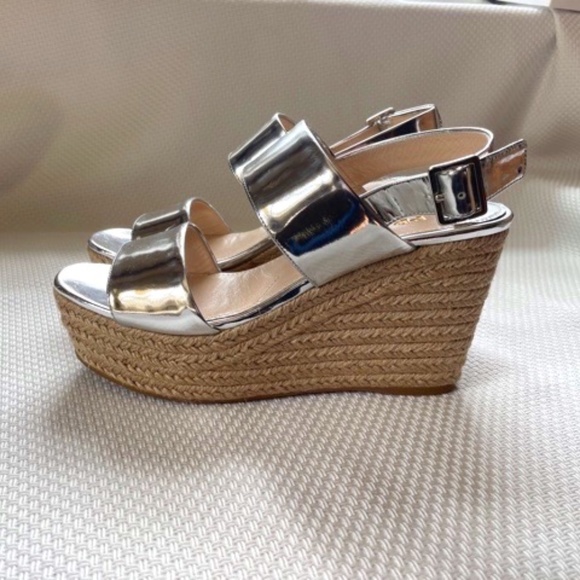 Prada Wedge Silver Sandal